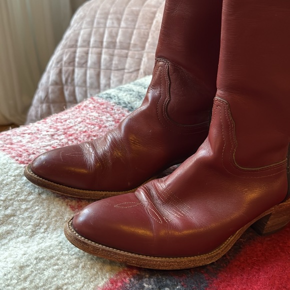 Dark red Leather Cowboy Boots - Picture 2 of 6